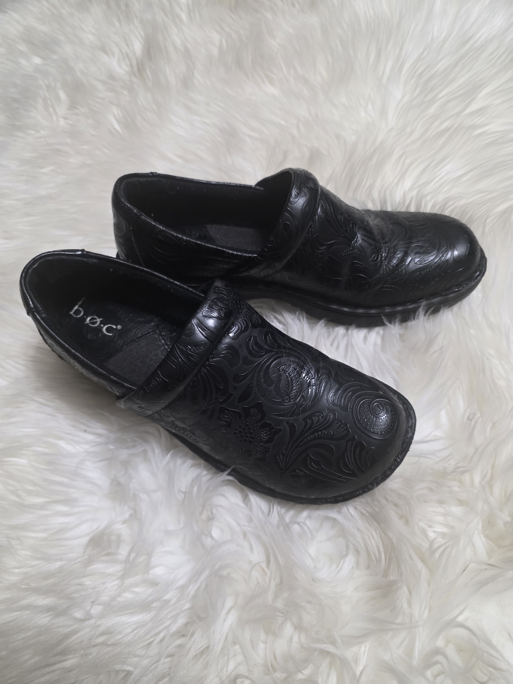 b.o.c.  Black Embossed Slip-On Shoes